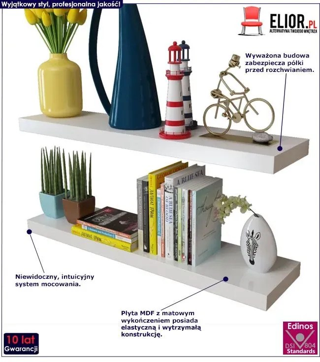 Zestaw nowoczesnych półek ściennych T8-M44