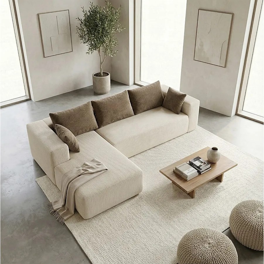 Sofa do salonu Luna 3-osobowa – biały piaskowy lewa