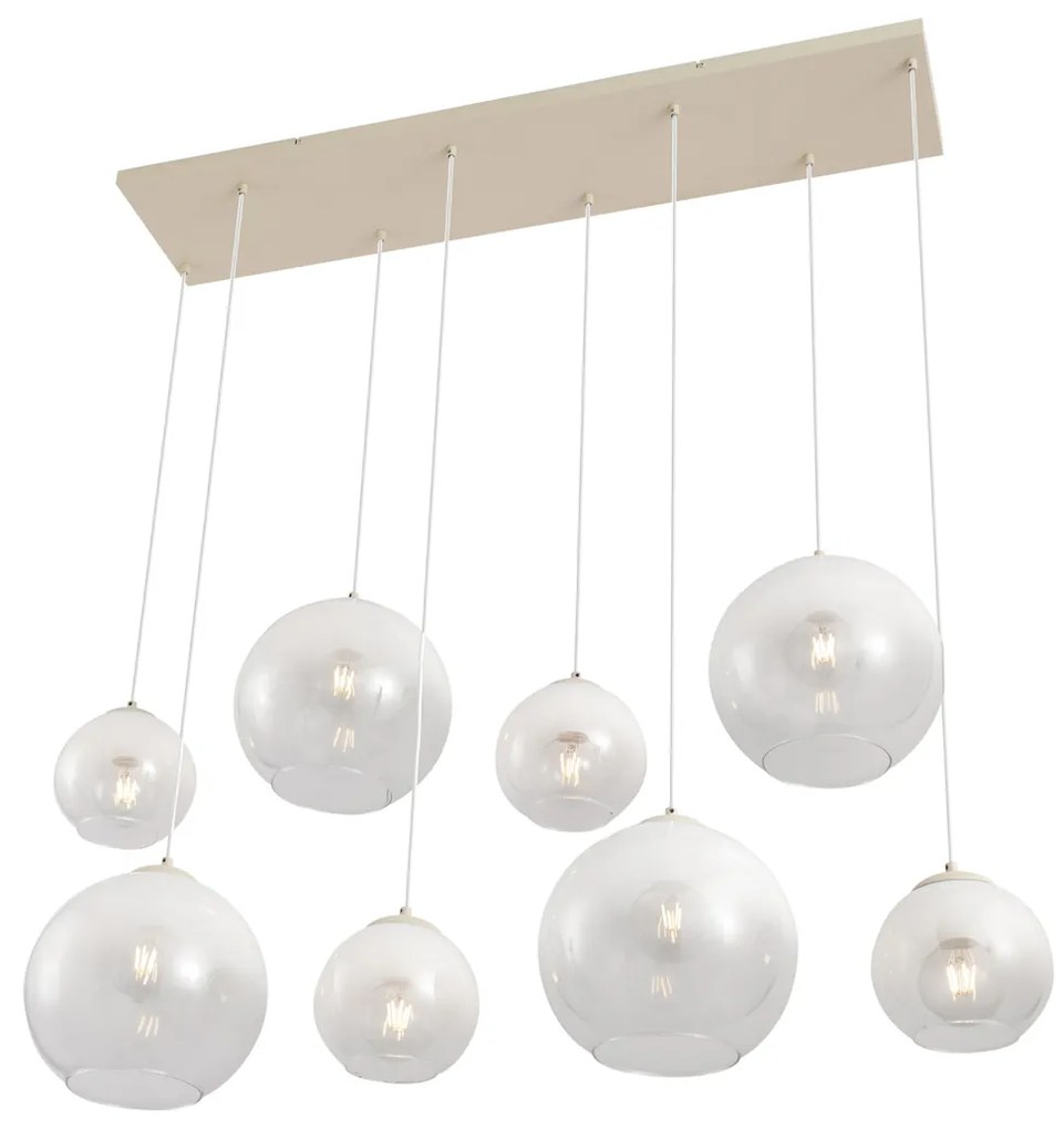 Lampa wisząca w stylu Art Deco beżowa z białym szkłem 8-punktowa - Sandra ArtDeco Oswietlenie wewnetrzne