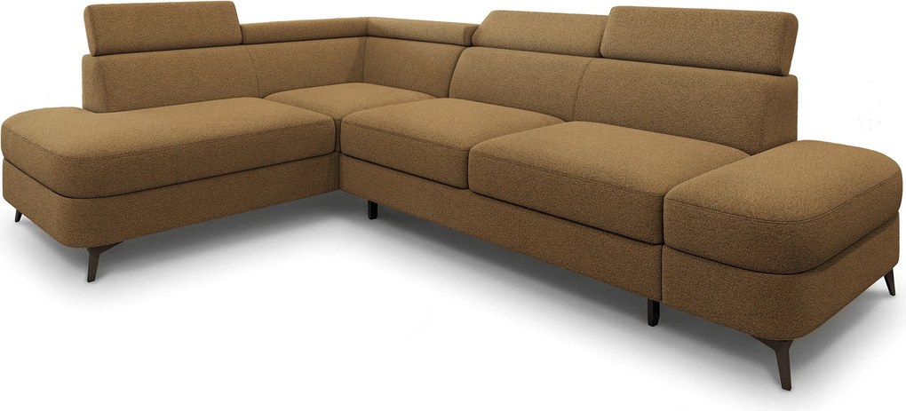 Masseno Narożnik AVISE z funkcją spania i pojemnikiem na pościel Narozniki L, Rozkładana sofa - Miodowy, QUELLE 17