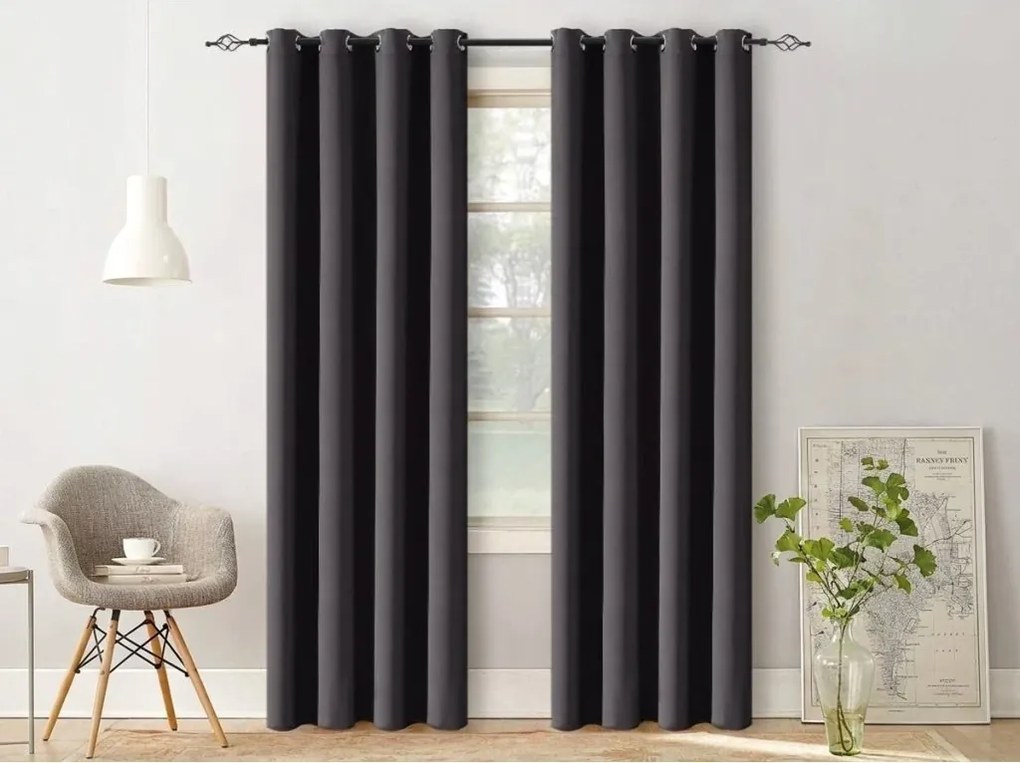Zasłona OXFORD LIGHT 140x270 cm, czarna Zawieszanie: Taśma z wiązaniami