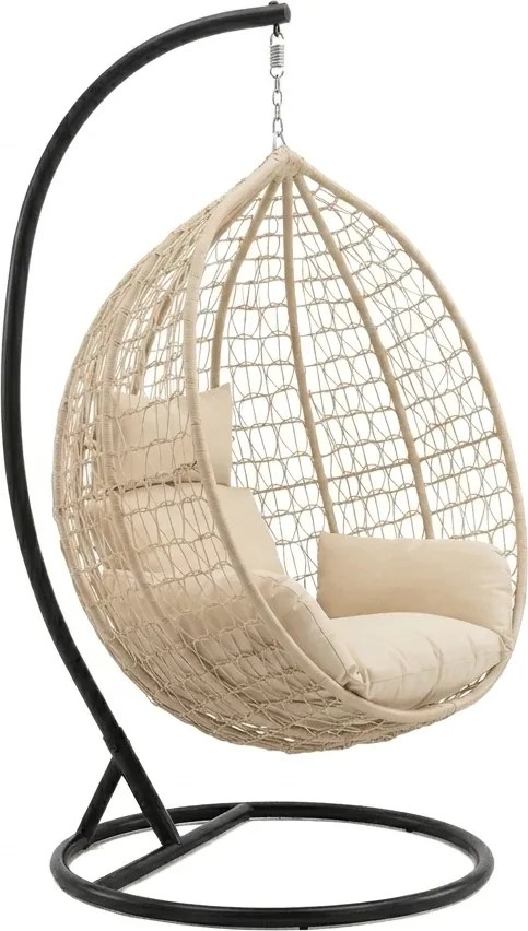 Wiszące krzesło KOKON ze stojakiem, beżowe