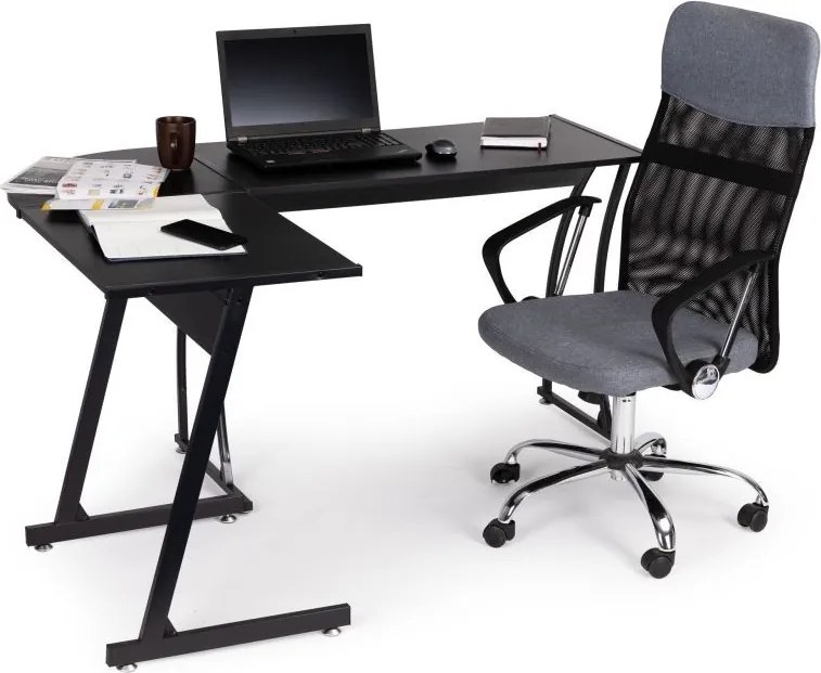Czarne biurko narożne gamingowe Arvo 136 w stylu loft