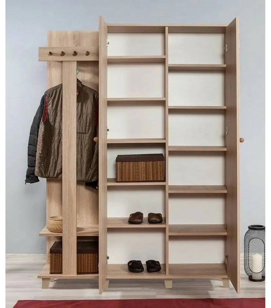 Wieszak z szafą Garmanto Sonoma Oak Double