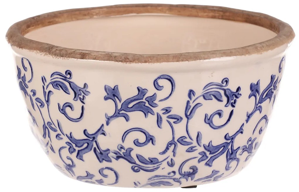 Ceramiczna osłonka na doniczkę w stylu retro, 21 x 11 cm