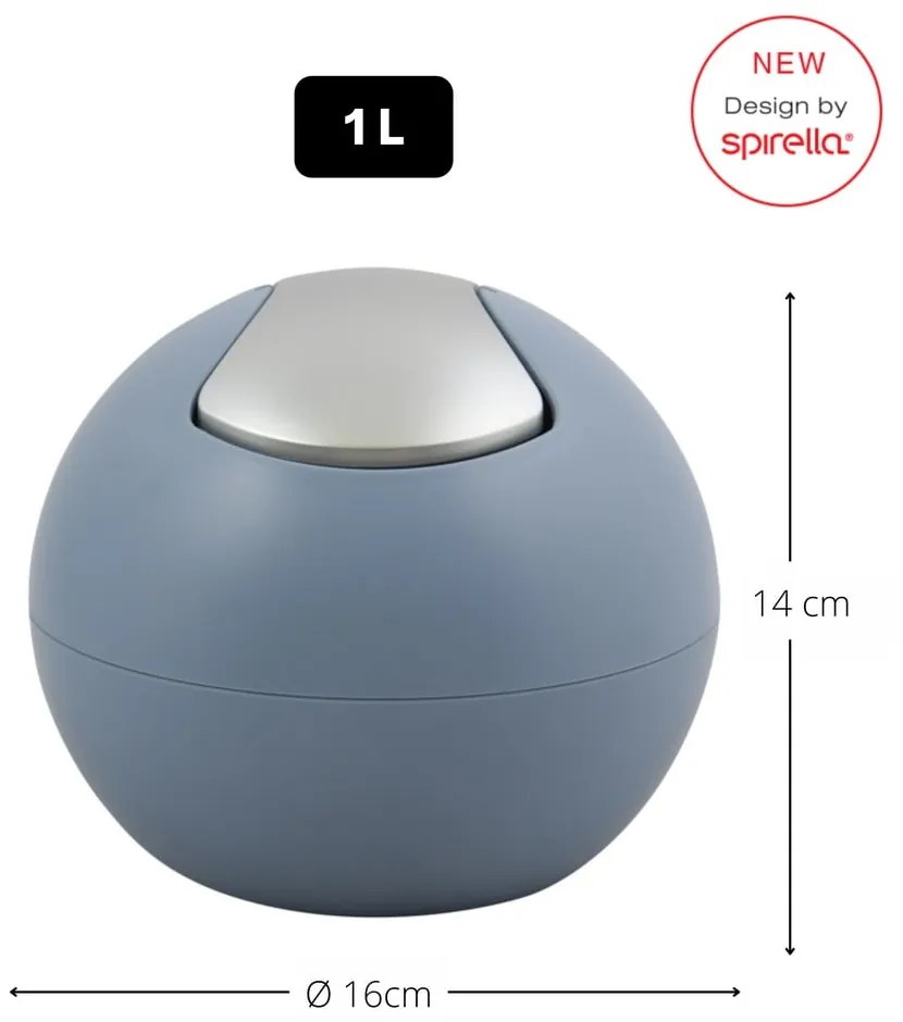 Jasnoniebieski plastikowy kosz na śmieci 1 l Bowl Matt – Spirella