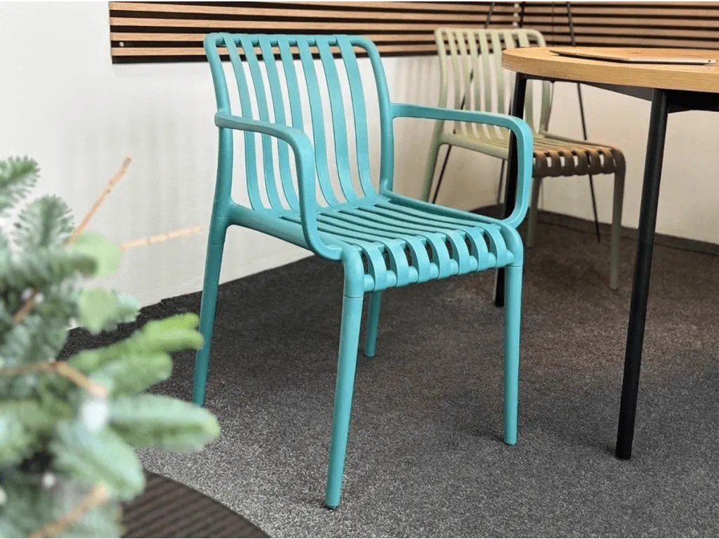 Plastikowe krzesło TREGO z podłokietnikami, antracytowe