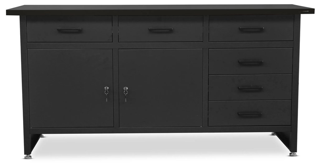 Stół warsztatowy HENRY, 1700 x 850 x 600 mm, All Black: czarny