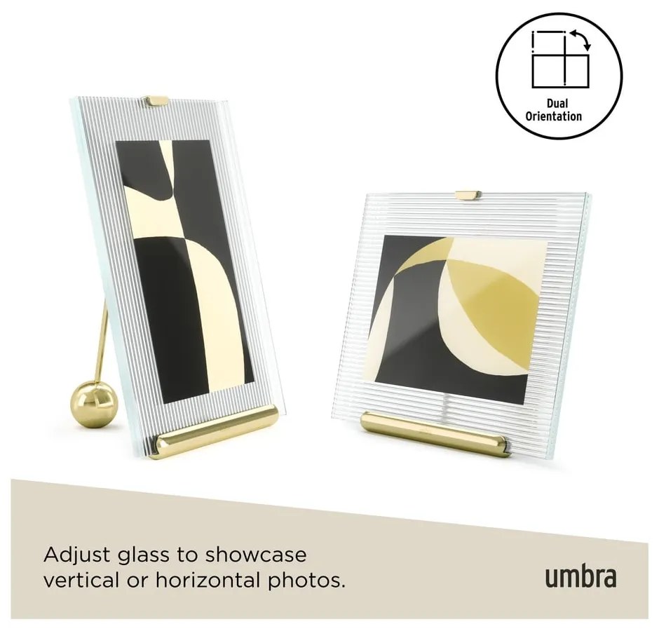 Szklana ramka stojąca w kolorze złota 19x23 cm Flute – Umbra