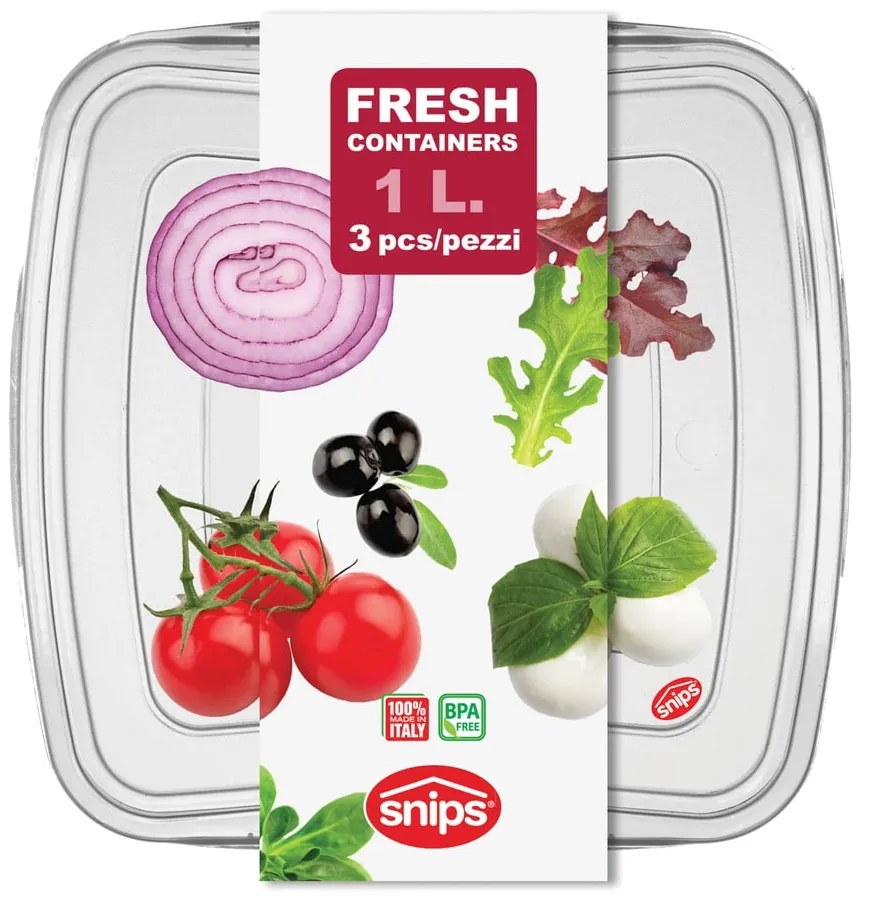 Zestaw 3 pojemników na żywność Snips Classic, 1 l