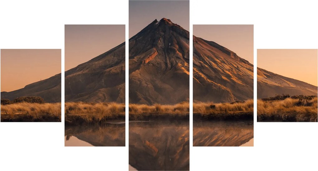 Obraz odbicia góry Taranaki, Nowa Zelandia (125x70 cm)