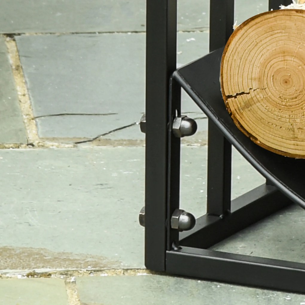 Stojak na drewno kominkowe obciążenie 60 kg półka na drewno opałowe metal czarny | Aosom.pl