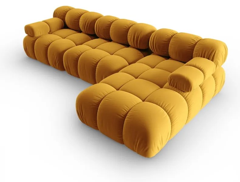 Żółta aksamitna sofa 285 cm Bellis – Micadoni Home
