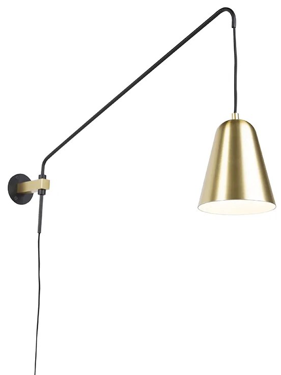 Lampa ścienna w stylu Retro złota/mosiądz z kloszem - Demi Retro Oswietlenie wewnetrzne