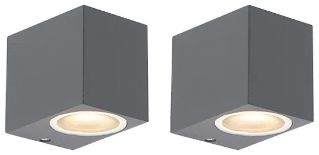 Zewnetrzna Zestaw 2 Nowoczesnych lamp ściennych ciemnoszarych IP44 - Baleno Nowoczesny Oswietlenie zewnetrzne