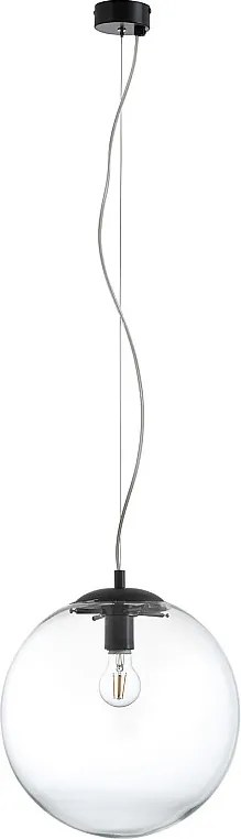 Lampa sufitowa OXY klasyczny i ponadczasowy styl - g?. ø25 cm x wys. 150 cm - E27 40W - przezroczysta kula ø25 cm - stal i kolor czarny