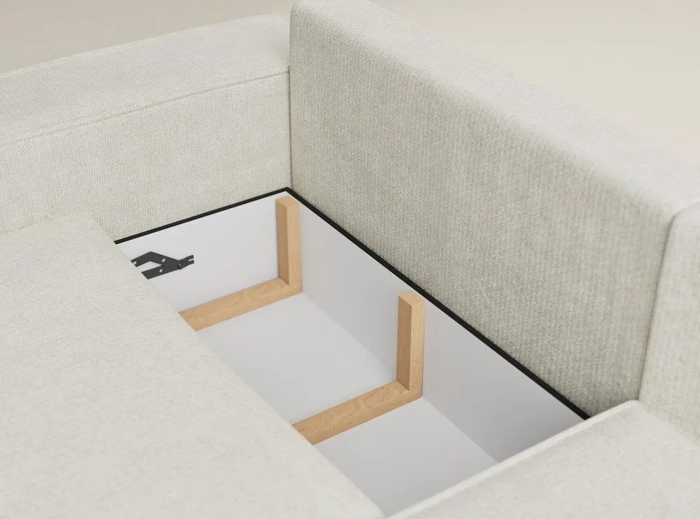 Kremowy rozkładany/ze schowkiem narożnik z tkaniny szenilowej (prawostronny/w kształcie litery L) Tonga – Maison de Rêve