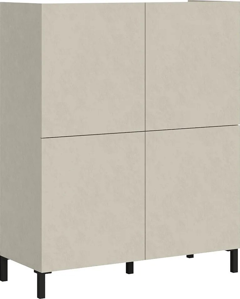 Wysoka komoda 4-drzwiowa Solaria 90x35x110 cm, biały połysk