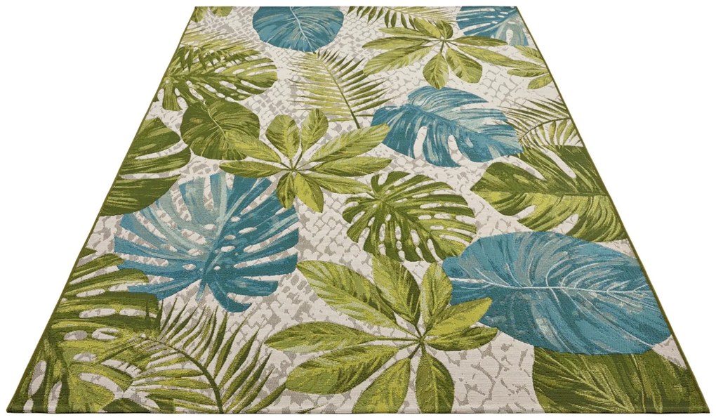 Dywan zewnętrzny Flair Liście turkusowo-zielone 160 cm x 235 cm