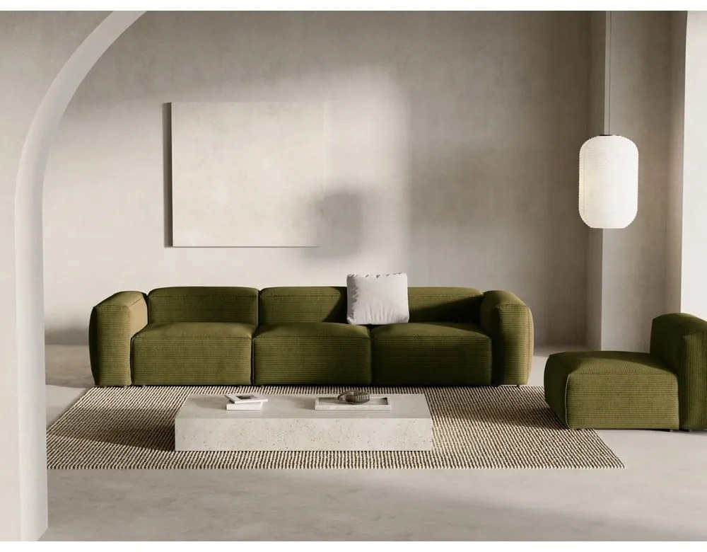 Zielona sztruksowa sofa 364 cm Bergamo – Cosmopolitan Design