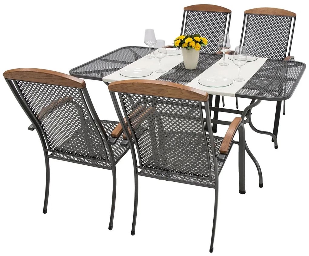 Metalowy zestaw ogrodowy PROVENCE I. 1 + 4 Stół prostokątny 190x105 cm (CT0310)