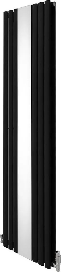 Owalny grzejnik lustrzany i zawory - 1800 mm x 500 mm - czarny