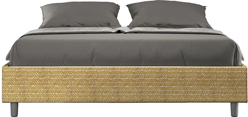 Łóżko bez stelaża tapicerowane 160x210 tkaniny Aragona 3 Żółty Azelia