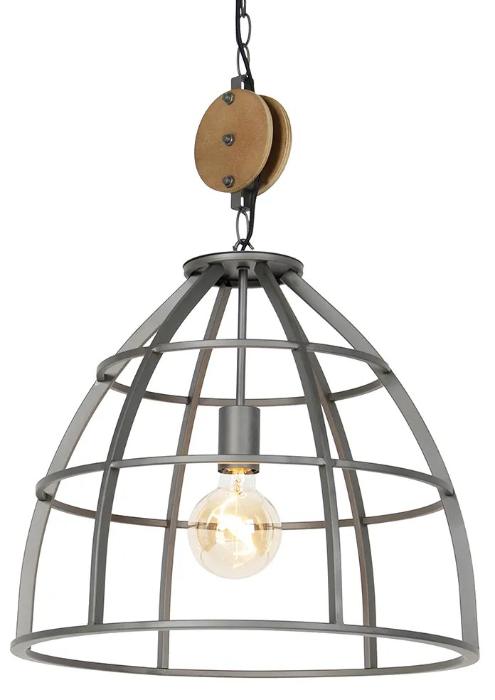 Inteligentna lampa wisząca ciemnoszara z drewnem 47 cm w komplecie z WiFi G95 - ArthurPrzemysłowy Oswietlenie wewnetrzne