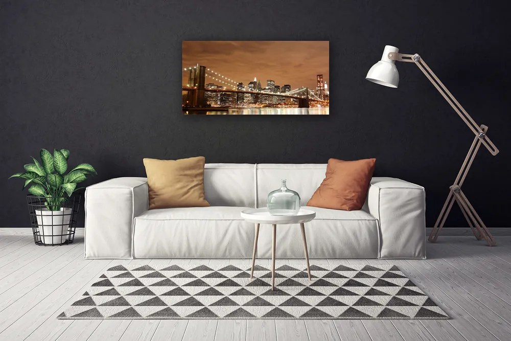 Duży obraz na płótnie Miejski Most o Zmierzchu