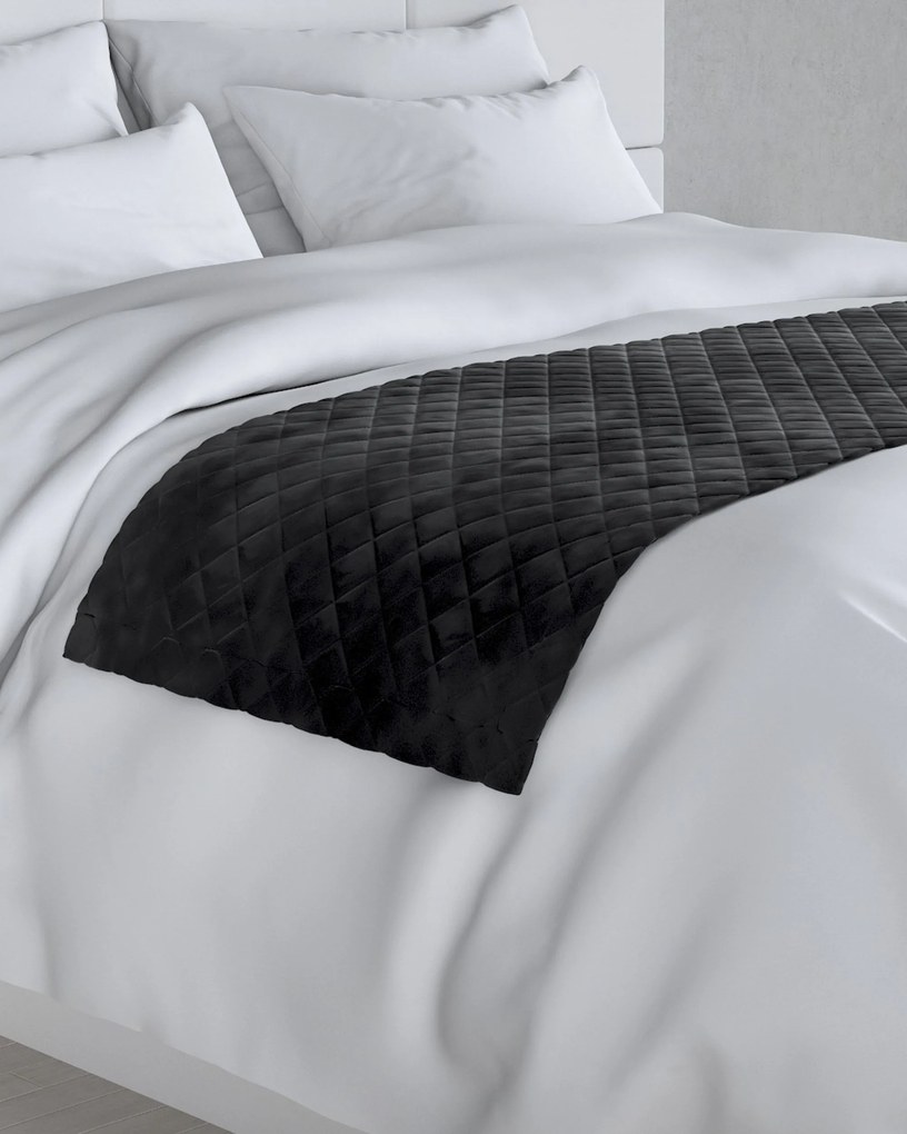Narzuta hotelowa bieżnik Velvet 60x200cm kolor czarny tkanina połyskliwa, welwetowa