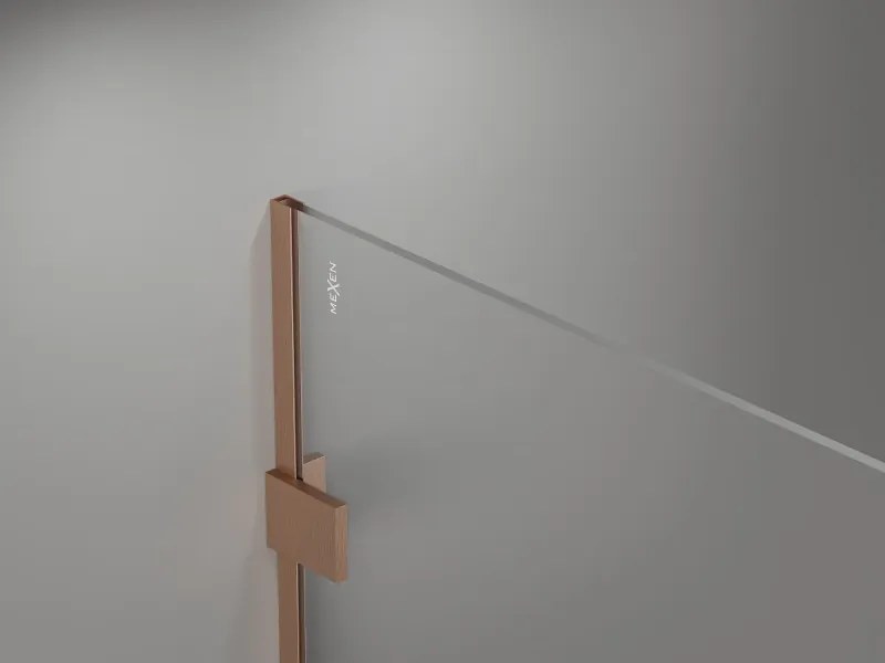 Mexen Lunar ścianka prysznicowa Walk-in prawa 50 x 200 cm, transparent 8 mm, miedź szczotkowana - 830-050-000-65-00-P