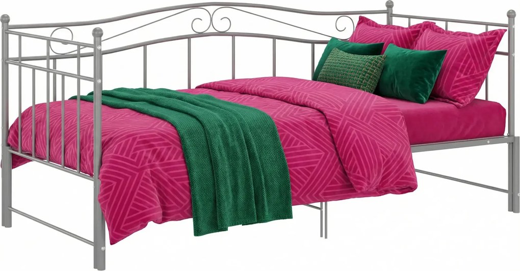 Szare metalowe łóżko rozkładane 90x200 cm A8-D07