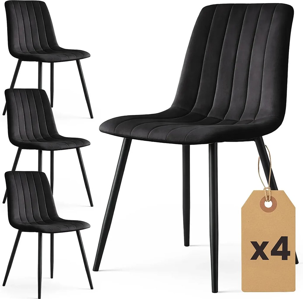 Zestaw 4 czarnych krzeseł pikowanych Z1-B54