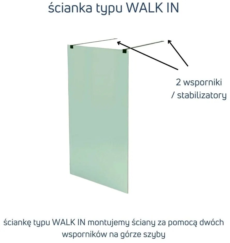 Ścianka prysznicowa przezroczysta 8 mm WALK IN MOLIS CLEAR SQUARE MASSI | rożne rozmiary : Kolor profili kabiny - złoty szczotkowany, Szerokość ścianki - 70 cm, Typ montażu - WALK in FIX (Do ściany)