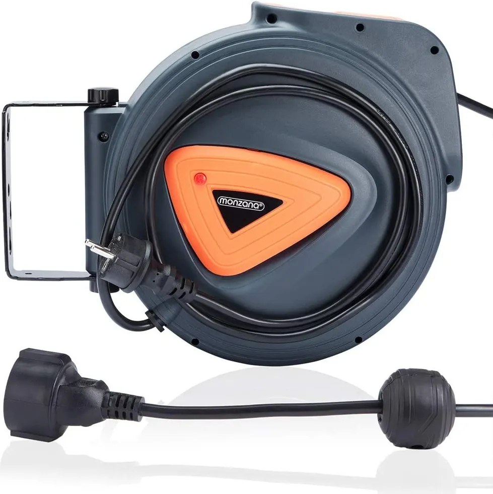 Automatyczny kabel zwijany BILY, 20m+1,5m, szara/pomarańczowa Monzana