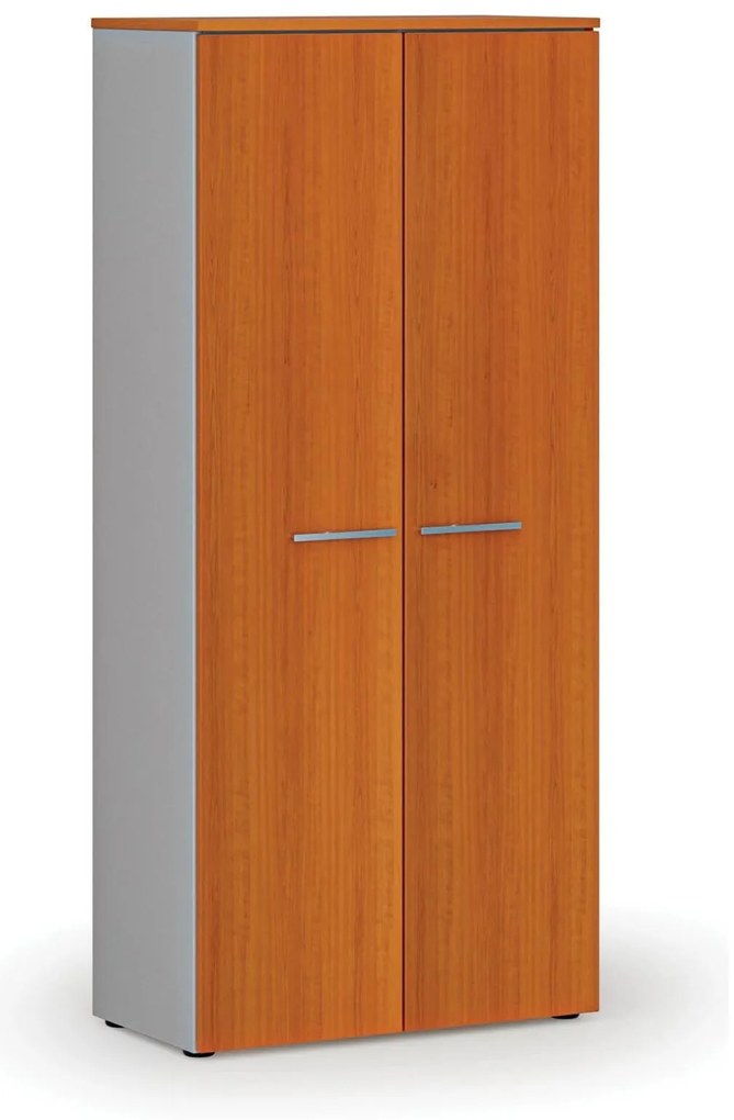 Szafa ubraniowa z wysuwem PRIMO GRAY, 800 x 420 x 1781 mm, szary/wiśnia