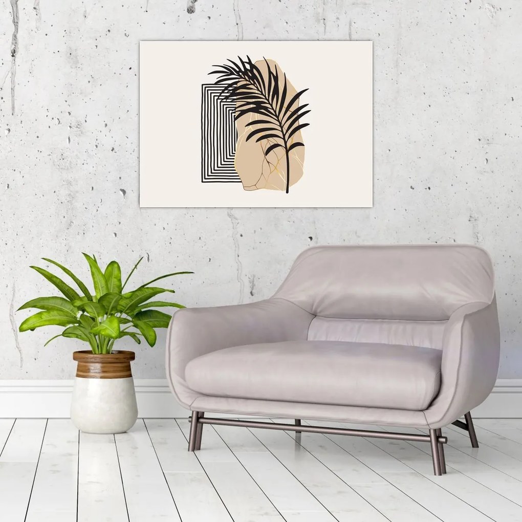 Obraz - Abstrakcja z tropikalnymi liśćmi N⁰3 (70x50 cm)