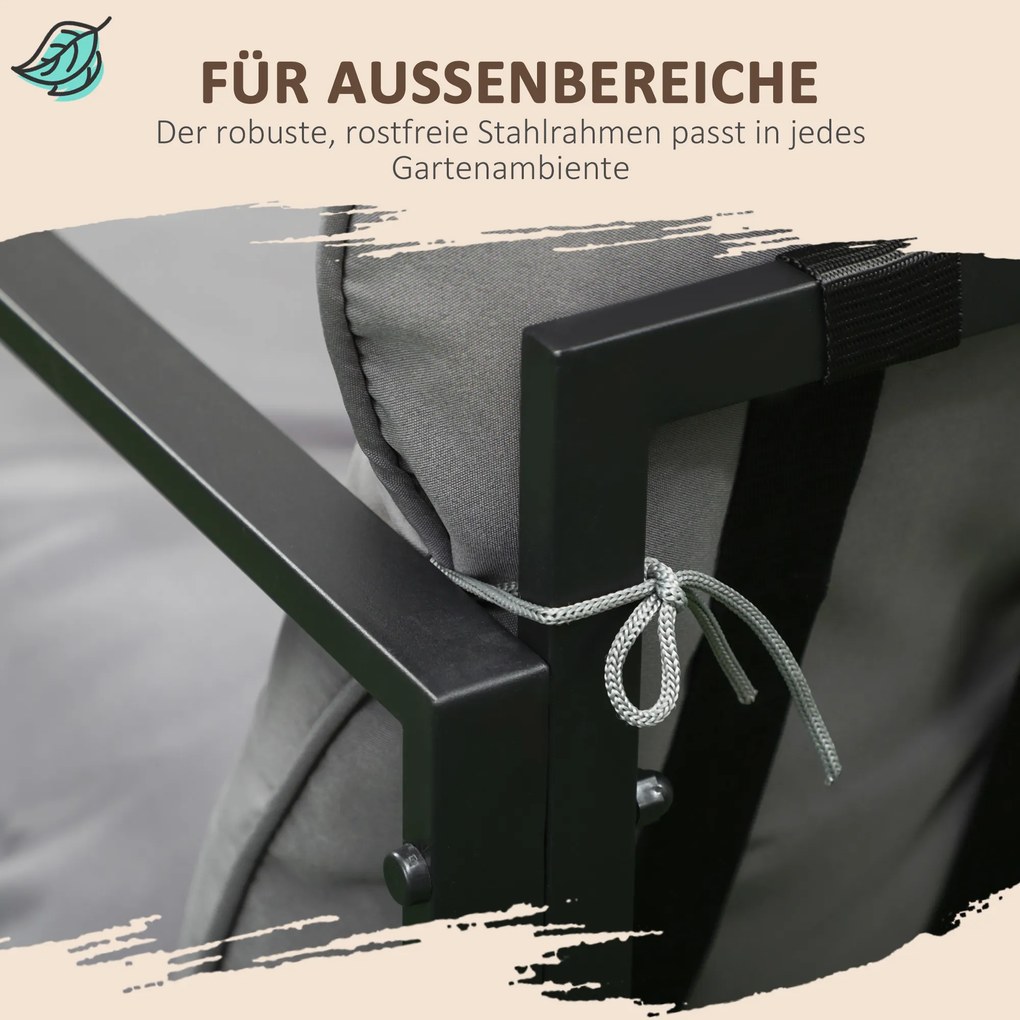 Kanapa zewnętrzna Outsunny stalowa 114x70x67cm szara + czarna - Salon ogrodowy meble ogrodowe | Aosom PL