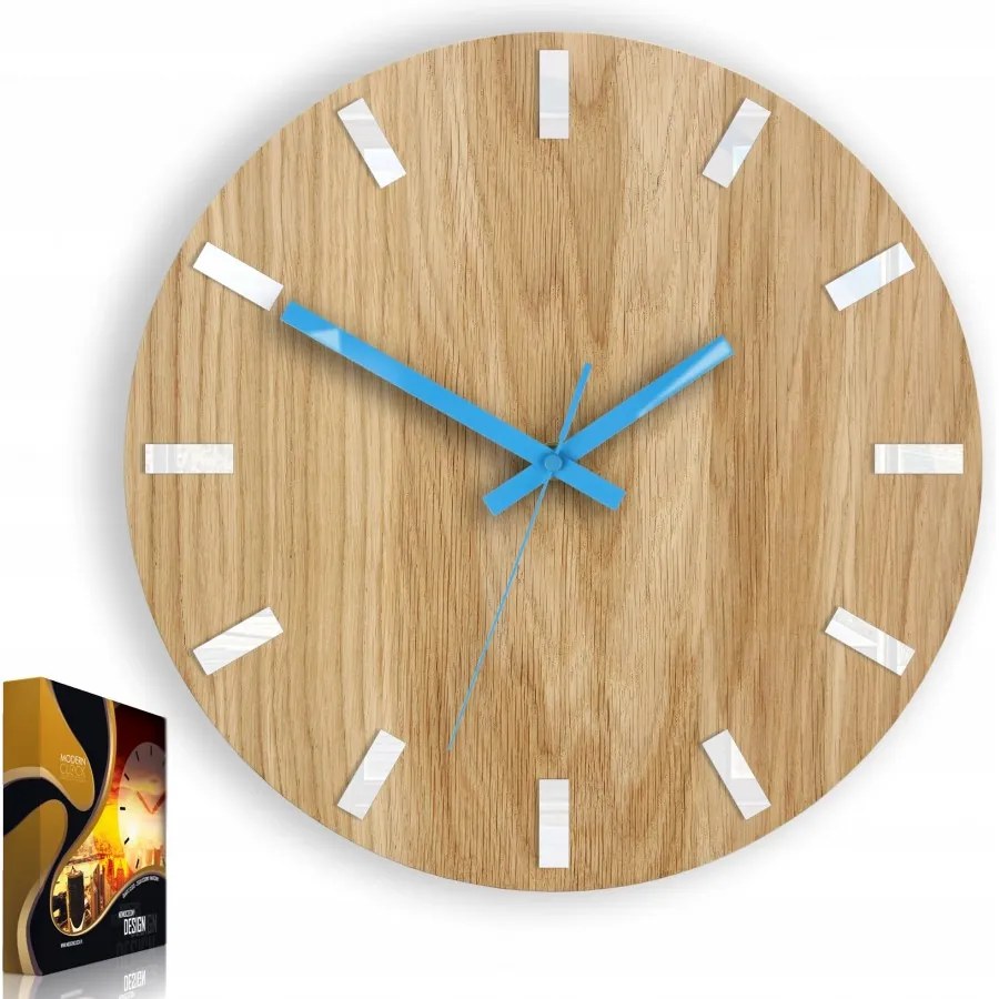 Zegar na ścianę nowoczesny drewniany z cichym mechanizmem okrągły solidny