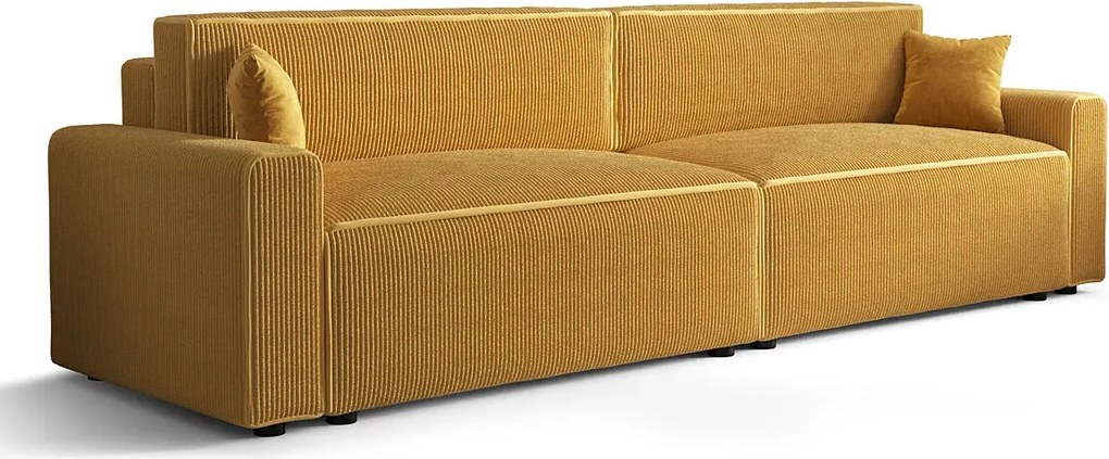 Musztardowa sztruksowa sofa z funkcją spania G3-D78