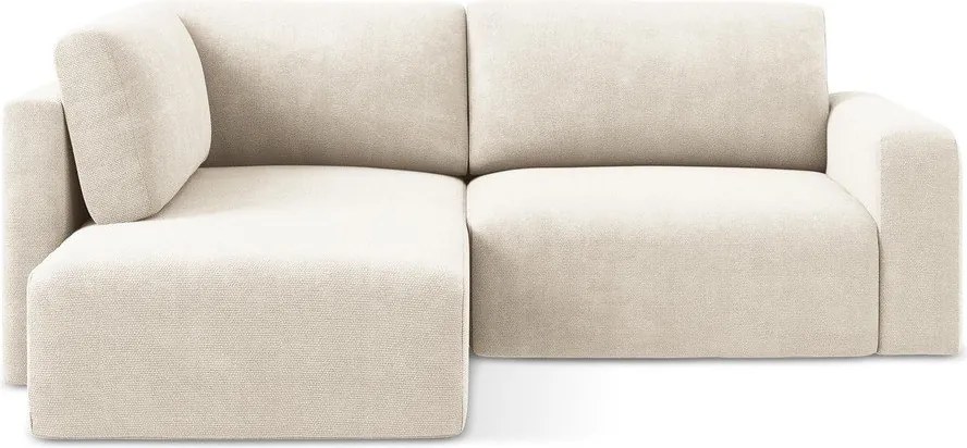 Kremowy rozkładany narożnik ze schowkiem z tkaniny szenilowej (lewostronny/w kształcie litery L) Kona – Makamii