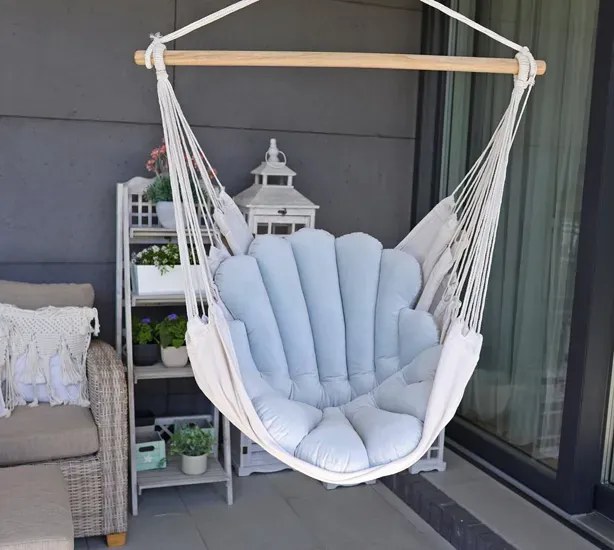 Skandynawskie krzesło brazylijskie boho na balkon szary - Dada