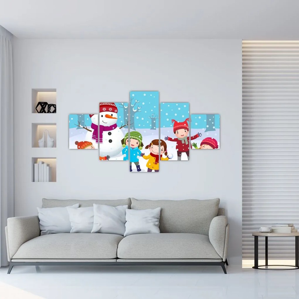 Obraz - Zimowe dziecięce zabawy (125x70 cm)