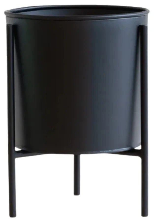 Metalowa doniczka ze stojakiem MATHY 13x18 cm, czarna