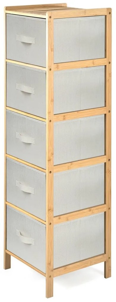 G21 Bambusowy regał z koszykami, 5 półek, beżowy, 5 pięter