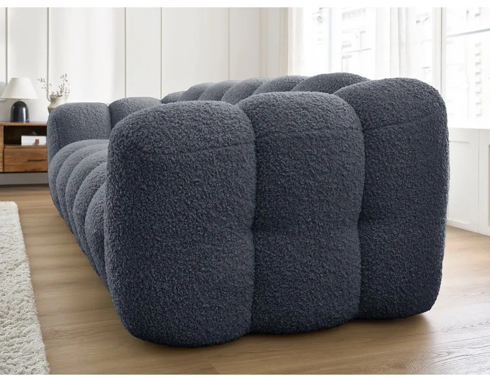 Ciemnoszara sofa z materiału bouclé 232 cm Hippolyte – Bobochic Paris