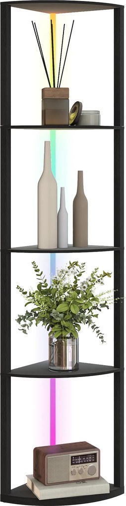 HOMCOM LED Lampa Stojąca 5-poziomowa z Regulacją Jasności, RGB Zmiana Koloru, Pilot