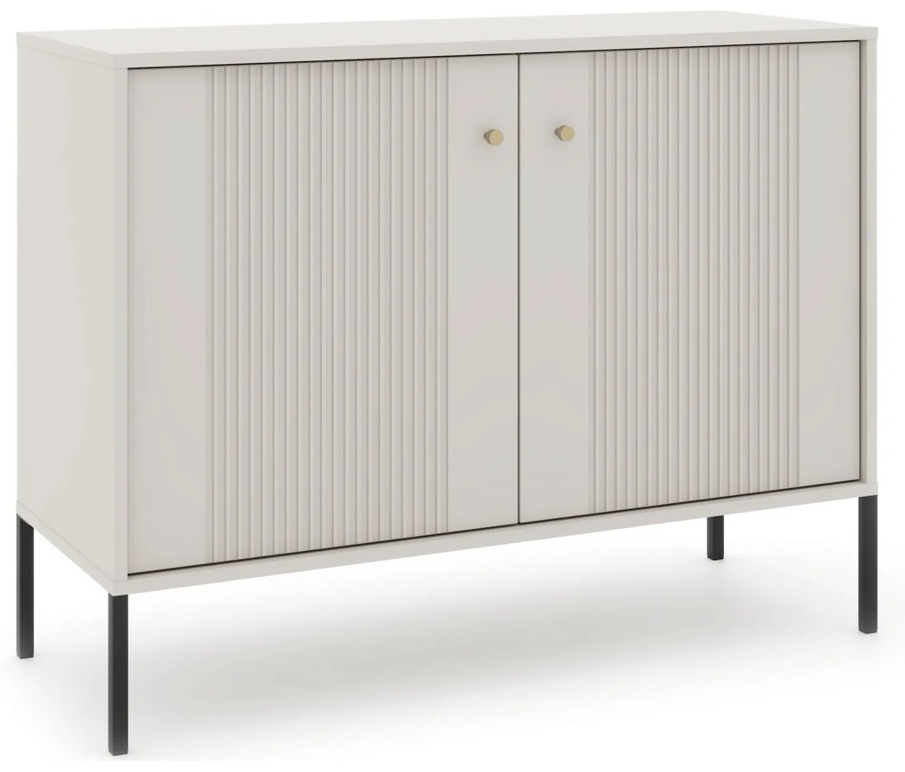 Komoda do Salonu Sypialni SOFT 104 cm Kaszmir Ryflowana Dwudrzwiowa Nowoczesna