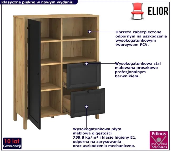 Nowoczesna komoda z półkami i szufladami - Rids 3X