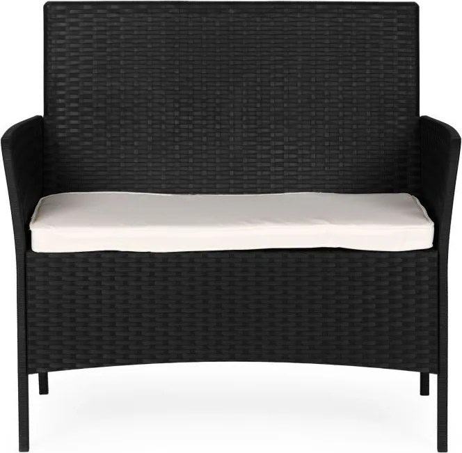 Sofa ogrodowa 2-osobowa Livora 007 z poduszką, czarna